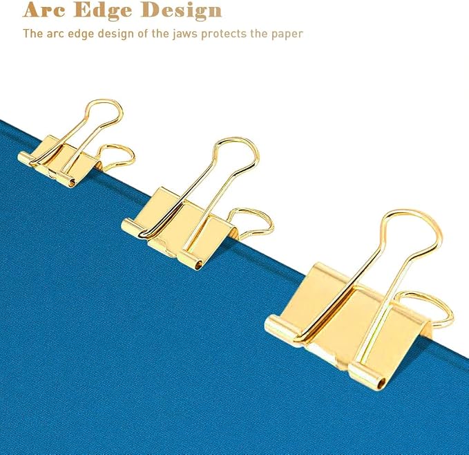 Medium Binder Clips Width 1.25 Inch Capacity 0.6 Inch Gold 24 PCS, Binder Clips - Image 5