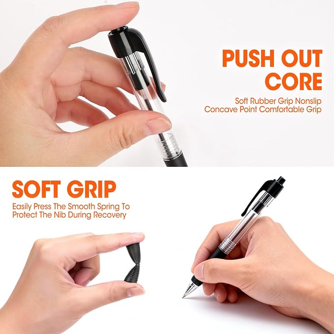 200 Pack Ballpoint Pens Bulk, Retractable Black Pens Ballpoint Medium Point 1mm - Image 5