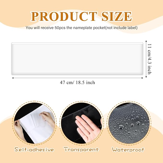 Jeyiour 50 Pcs Label Holders Adhesive Nameplate Pockets Storage Bin Labels - Image 2