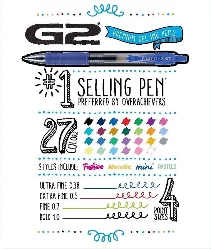 Pilot G2 Premium Refillable and Retractable Gel Ink Pens Fine Point, - Image 5