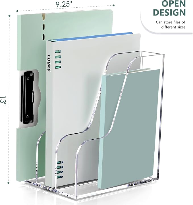 SANRUI Clear Vertical Magazine File Holder, Acrylic Desk Organizer and Storage - Image 3