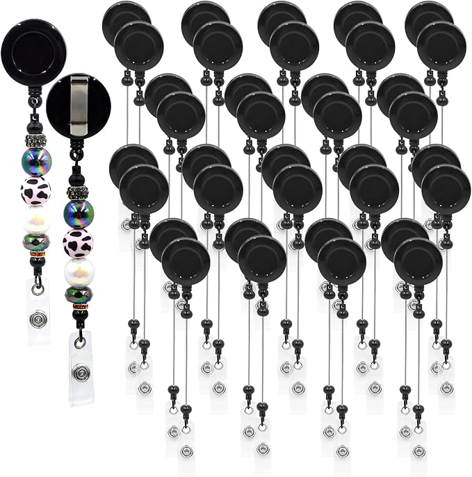 15pcs Black Beadable Badge Reels Making Kits by Unknown