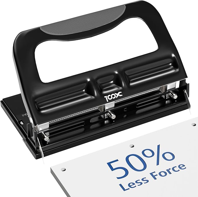 XOOL 3 Hole Punch, Heavy Duty Metal Hole Puncher by XOOL