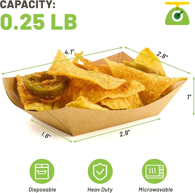 ZORRITA Mini Paper Food Trays, 1/4 Lb, 100 Pack, Disposable | Small, Serving - Image 2
