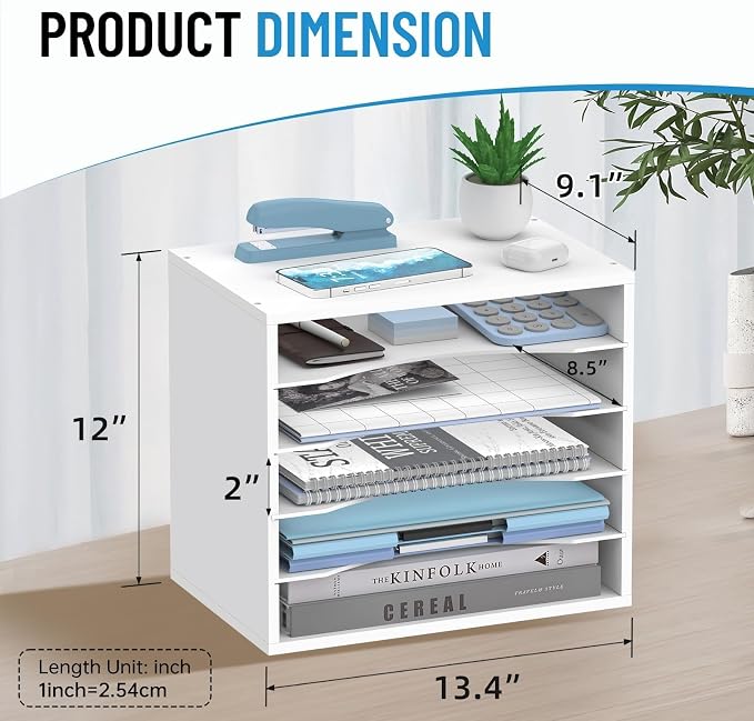 5-Tier Wood Desk Organizer, Paper Tray Organizer - Image 3
