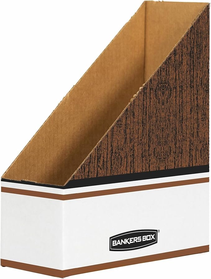Bankers Box Magazine File Holders, Oversized Letter, Wood Grain, 12 Pack - Image 2