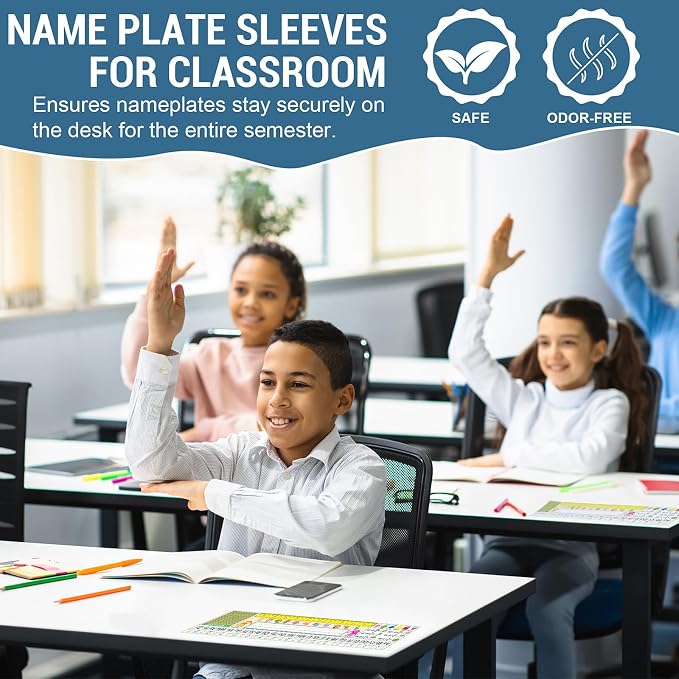 40 PCS Nameplate Pocket, 18.9" x 4.7" Adhesive Desk Name Tag Sleeves Easy - Image 5