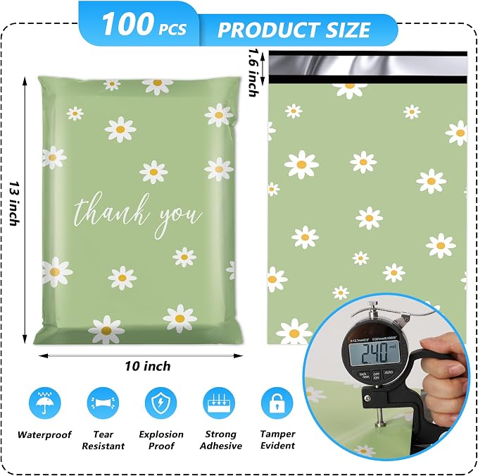 Thank You Poly Mailer 10x13 Inch 100 Pcs, Waterproof and Tear-Resistant - Image 2