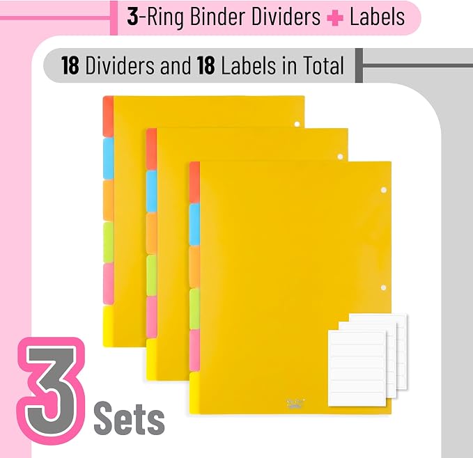 Mr. Pen- Dividers for 3 Ring Binder, 3 Sets, Letter Size | Bright Colors - Image 2