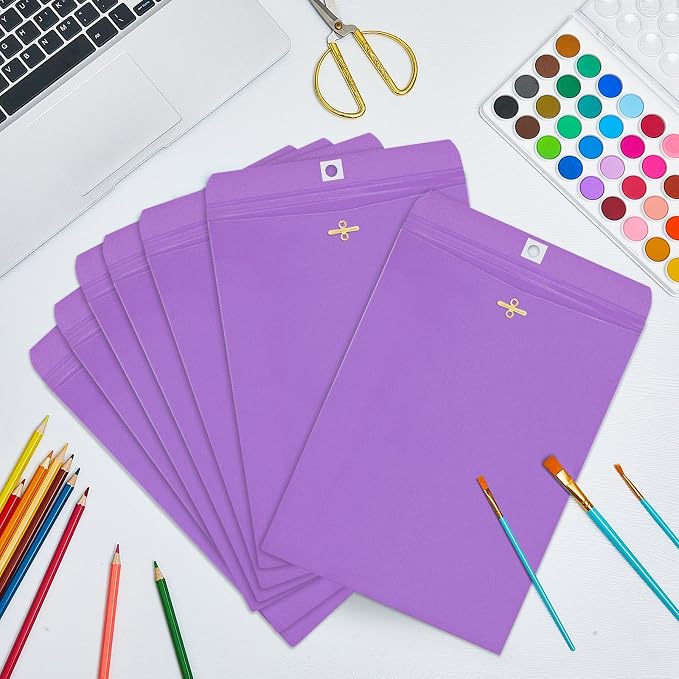 Geyee 100 Pcs Clasp Manilla Envelopes 6 x 9 Inch Gummed Colored Envelopes - Image 4