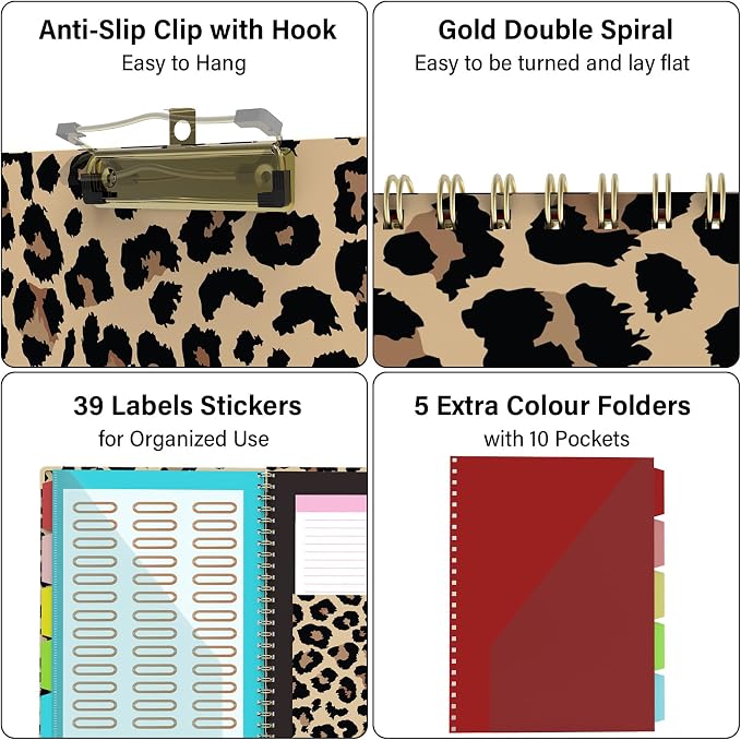 Foldable Clipboard Folio with Storage, 5 Plastic Folders with 10 Pockets - Image 3