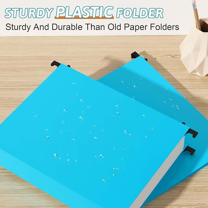 Plastic Hanging File Folder Extra Capacity, 12 Pack Reinforced Hang Folders - Image 2