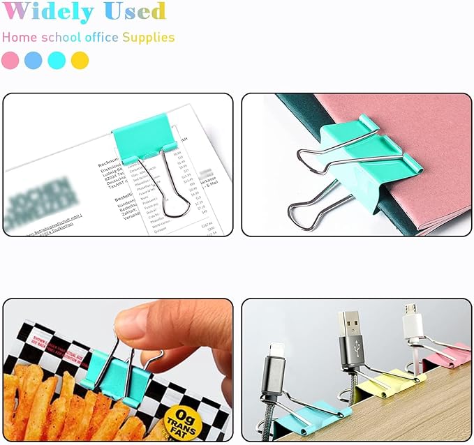 Small Binder Clips, 80 Pack, 3/4 Inch, 0.75 Inch, Standard 19mm, Mulitcolor - Image 6