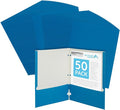 Blue Folders with Pockets, Paper Blue Pocket Folders with Business Card Holder by BlueSummitSupplies