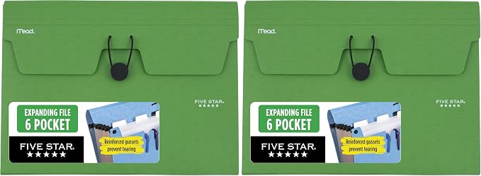 Five Star Expanding File Organizer, 6-Pocket Accordian File Organizer, Bungee by FiveStar