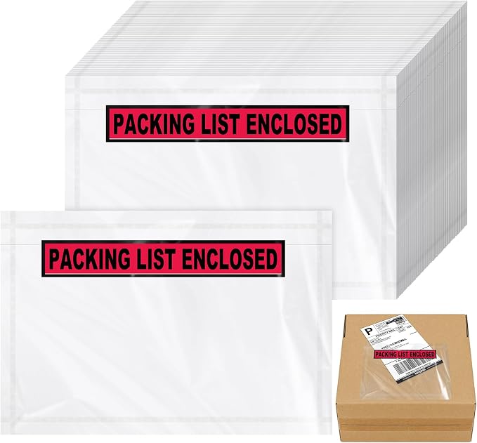 Teling 300 Pcs Packing Slip Envelope Pouches Clear Self Adhesive Shipping Label by Teling