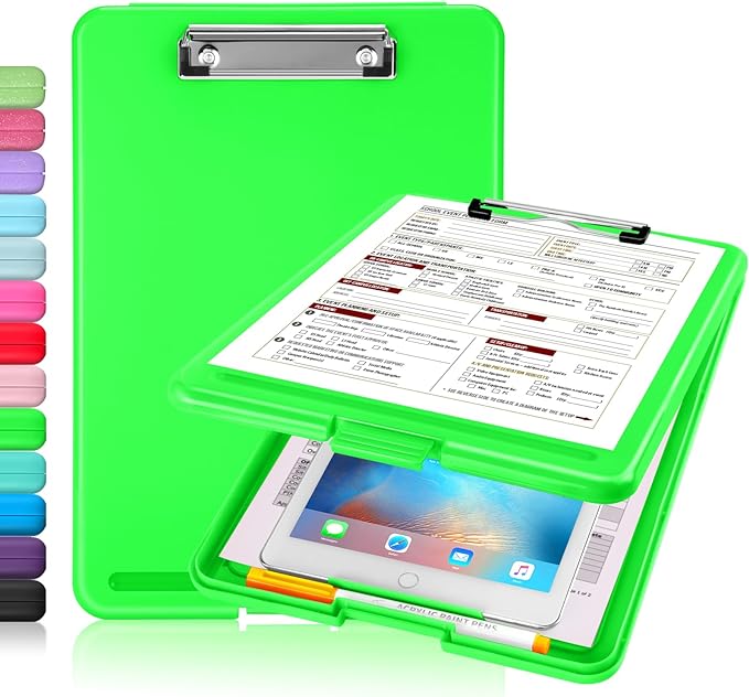 Sooez Clipboard with Storage, Plastic Storage Clipboards with Low Profile Clip by Sooez