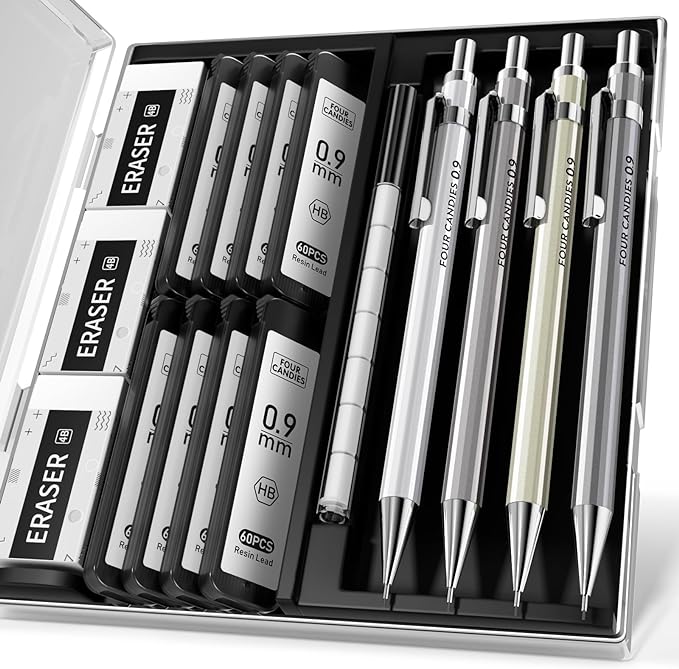 Four Candies 4PCS Metal Mechanical Pencil Set by FourCandies