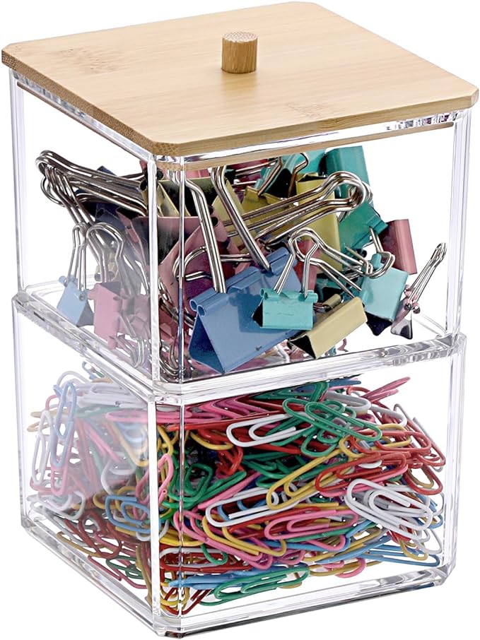 BTSKY Clear Stackable Paper Clip Holder by BTSKY