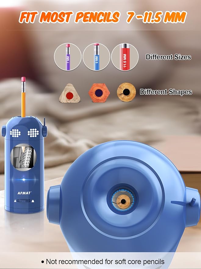 AFMAT Electric Pencil Sharpener Fully Automatic, Colored Pencil Sharpeners - Image 3