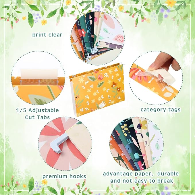 Qeeenar 40 Pcs Decorative Hanging File Folders Letter Size Cute File Folders - Image 3
