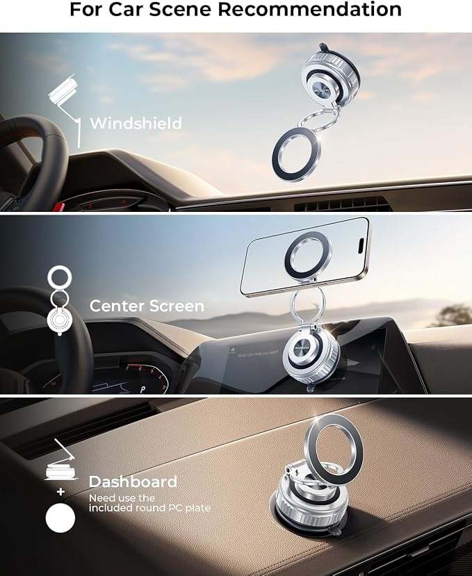 DIMONCOAT 2025 Upgraded 360° Rotation Vacuum Magnetic Phone Holder - Image 2