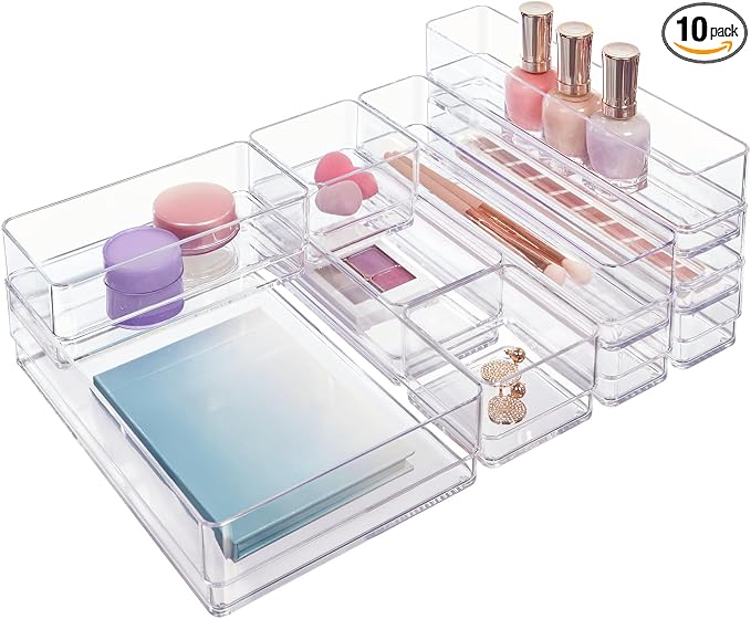 STORi SimpleSort 10-Piece Stackable Clear Drawer Organizer Set | Multi-size by STORi
