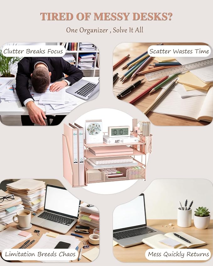 WALI Desk File Organizer, 4 Tier Desktop Paper Letter Tray Organizer - Image 3