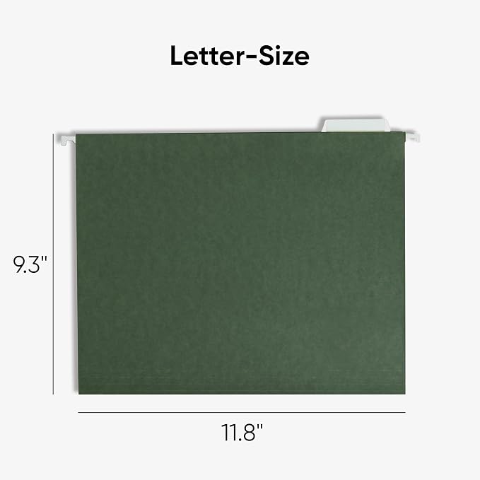 Smead Hanging File Folder, 1/5-Cut Adjustable Tab, Letter Size, Standard Green - Image 2