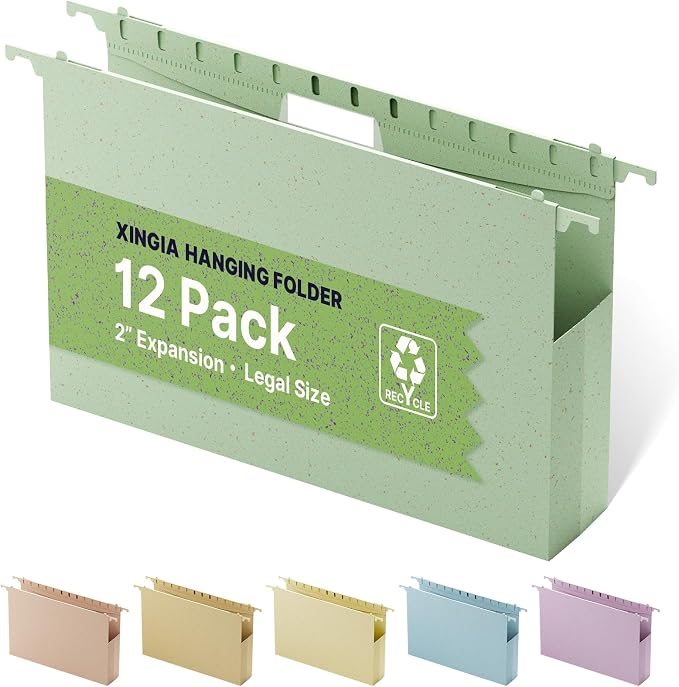 XINGIA Legal Size Hanging File Folders, 12 Pack Hanging Folders by Unknown