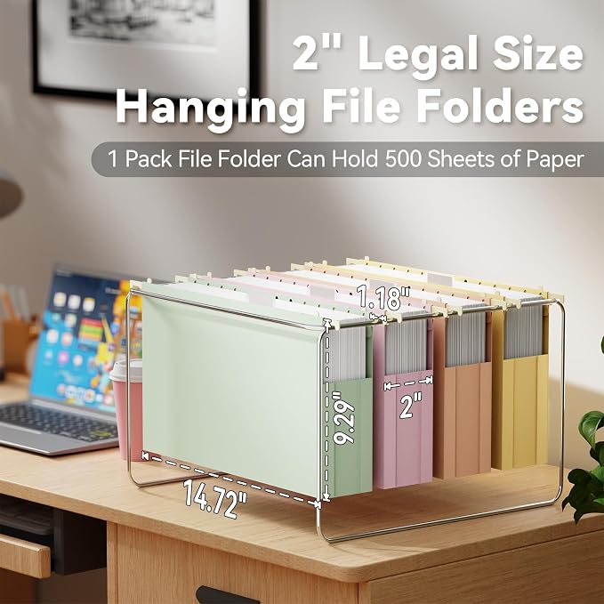 Ansook Legal Size Hanging File Folders, 12 Pack File Folders Legal Size - Image 3