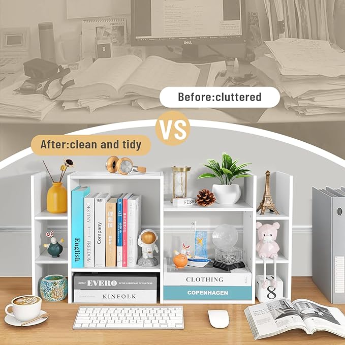 YIGANG Desk Shelf Organizer, 3-Tier Desktop Bookshelf - Image 7