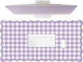 Scalloped‌ Purple Checkered Gingham Desk Mat Cute Pastel Large Mouse Pad Kawaii by Unknown