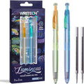 WRITECH Gel Pens Medium Point: Luminous pen set 0.7mm Black Ink Includes 2 Pens by WRITECH