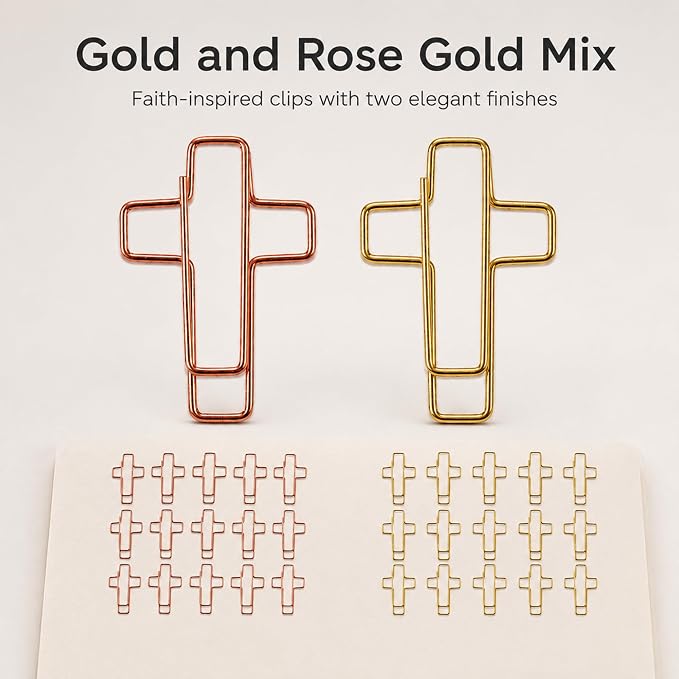 140 Pack Cross Paper Clips, Metal Cross Shaped Bookmarks - Image 4