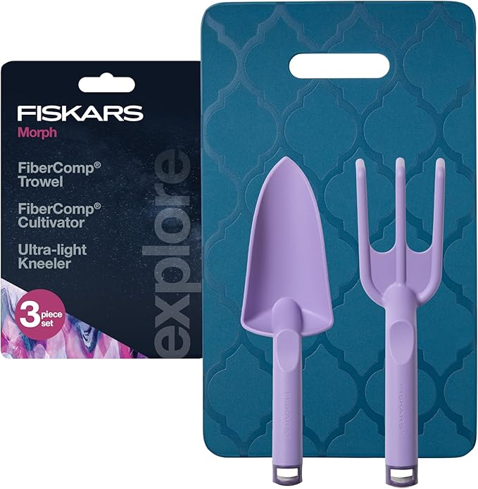Fiskars 3-Piece Gardening Set, Explore Collection Hand Tools and Kneeler by Unknown