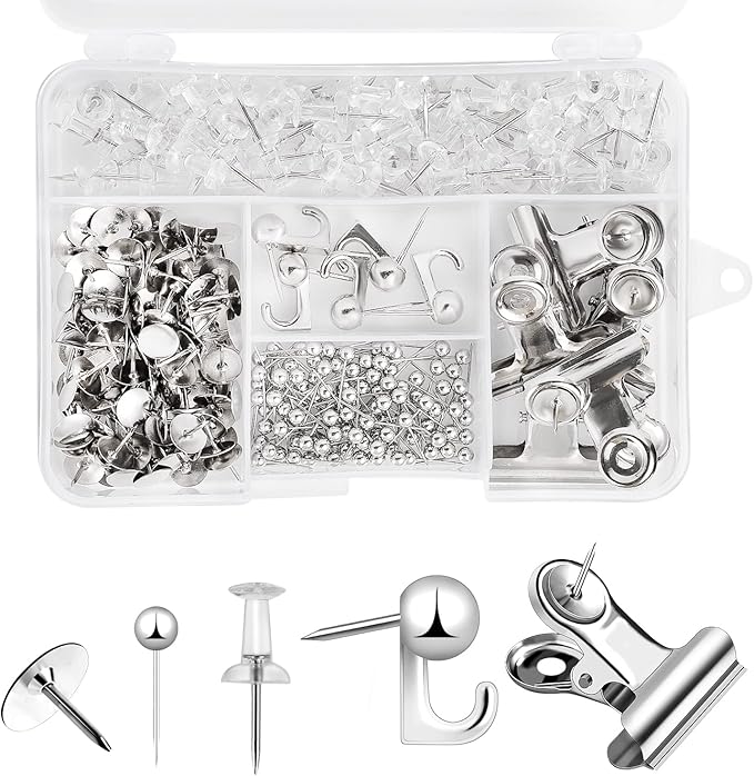 310 Pcs Silver Push Pins Set, Thumb Tacks Decorative Push Pins by BESARME