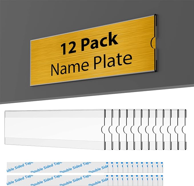 TONICE 12 Pack 2x8 Inch Clear Acrylic Name Plate by TONICE