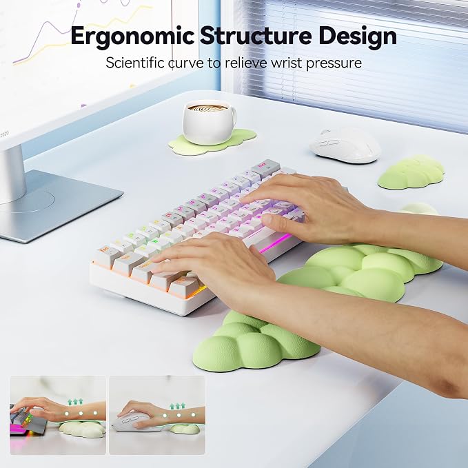 TECKNET Cloud Keyboard Wrist Rest Set, Cloud Wrist Rest - Image 3