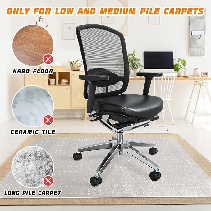 Office Chair Mat for Carpet Floors, Desk Mats 48"X36" for Rolling Desk on Low - Image 2