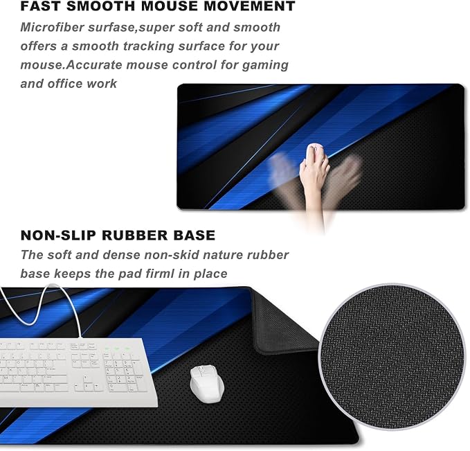 Desk Pad, Large Gaming Mouse Pad, Extended Keyboard Mouse Mat 35.4 X 15.7 Inch - Image 5