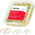 300 Pcs Cute Gold Paper Clips Assorted Sizes, Smooth Steel Wire Drop-Shaped by VENCINK