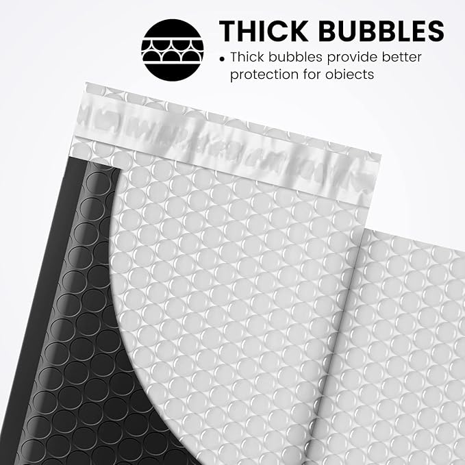 Fuxury Black Bubble Mailers 4x8" 100 Pack Waterproof Padded Envelopes Usable - Image 3