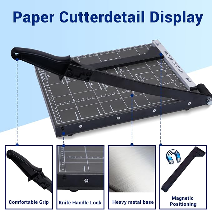 Guillotine Paper Cutter, 12 Sheets Capacity - Image 3