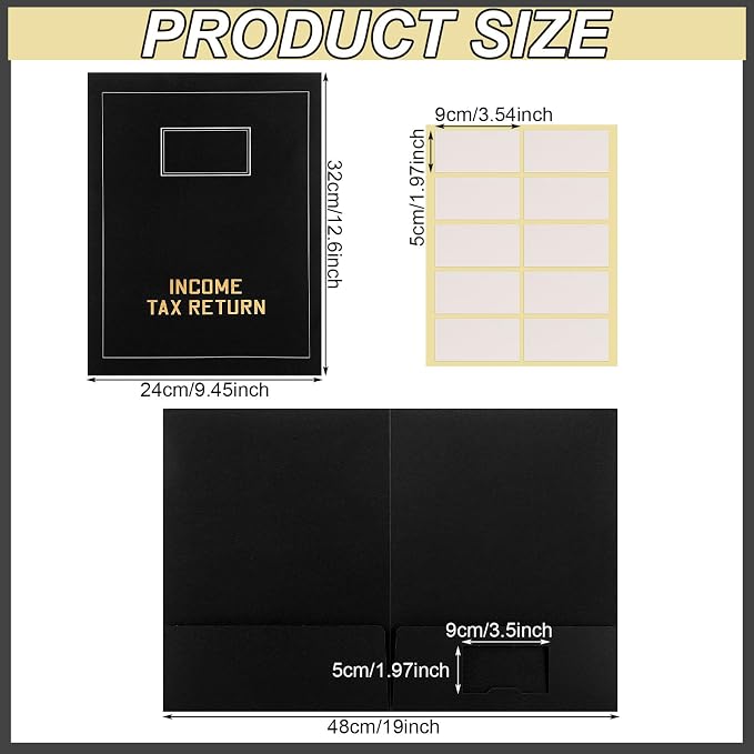 Kisston 100 Pcs Tax Return Folders Bulk 2 Pocket Gold Foil Stamped Income Tax - Image 3