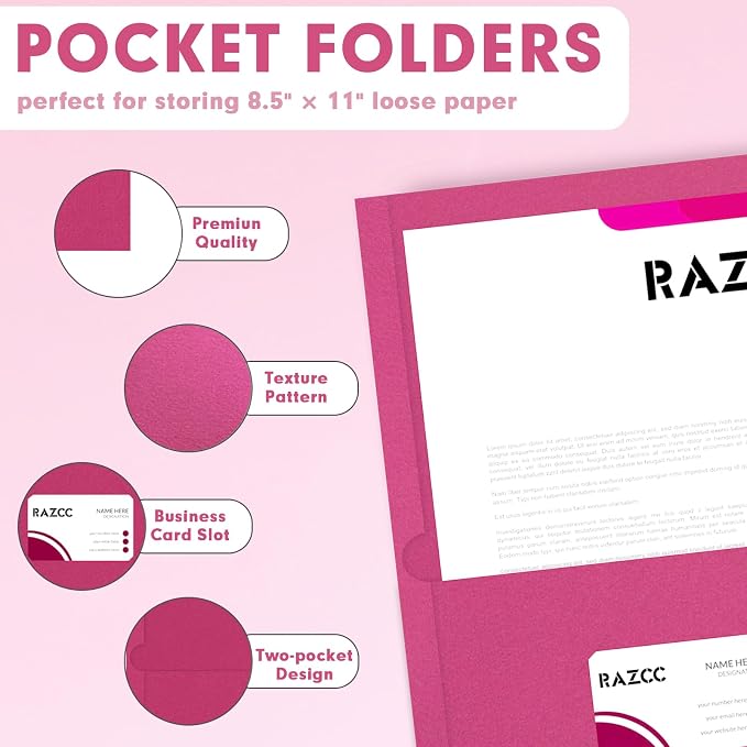 Two Pocket Folders, RAZCC 50 Pack 2 Pocket Folders Fit Letter Size Paper - Image 3