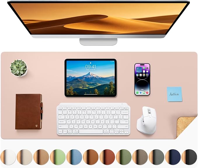Aothia Double-Sided Desk Pad – 35.4" x 15.7" Leather Desk Mat by AothiaSimpleNaturalUnique
