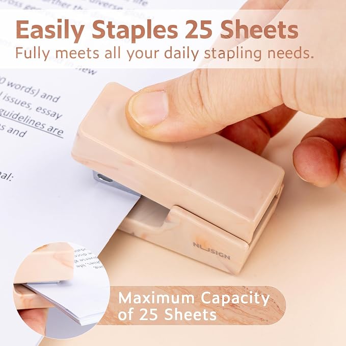 NUSIGN Mini Stapler with 830 Staples, Small Cute Desk Staplers, 25 Sheet - Image 2