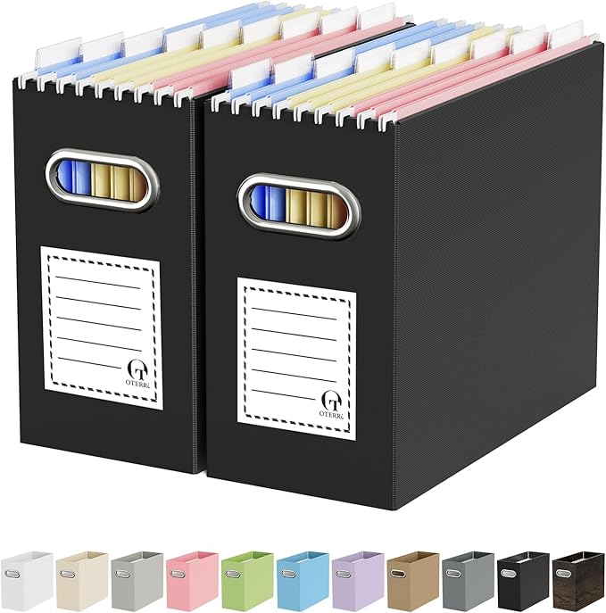 Oterri File Organizer Box, Portable Collapsible Cardboard File Folder Organizer by Oterri