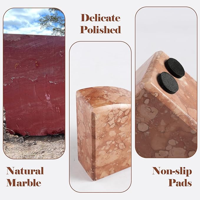 Karibiber Marble Bookend for Shelves, Non-Skid Bookends for Heavy Books - Image 3